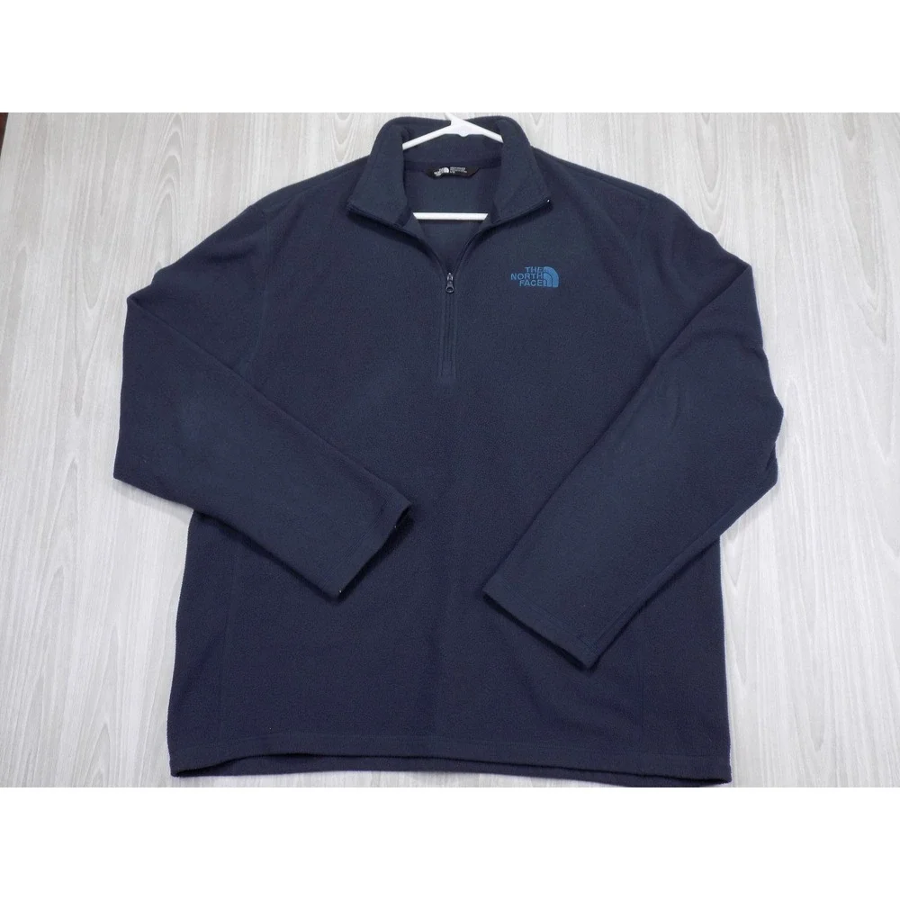 The North Face Mens Large Navy Blue Quarter Zip Fleece Pullover Sweater L
